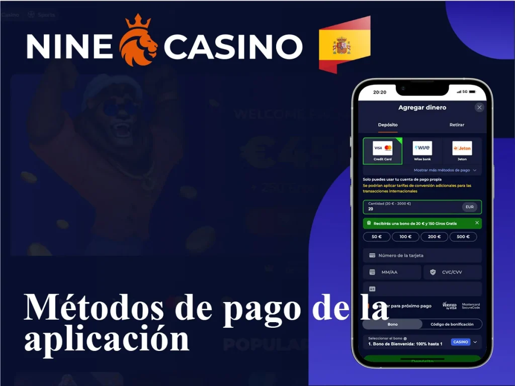 Métodos de pago de la aplicación